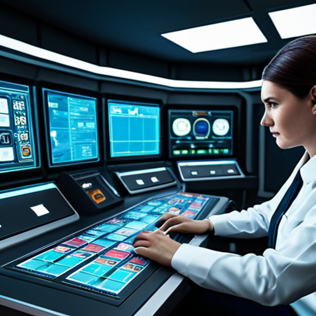 A focused individual, fully clothed in a modest, professional-style uniform, seated at a sleek, glowing console. Their hands are poised over a holographic interface displaying abstract game elements like cards, resource meters, and character icons, conveying strategic planning. The background is a clean, modern control room with subtle, retro-futuristic design elements, suggesting a temporal command center. Soft, diffused lighting emanates from the console. Professional photography, cinematic lighting, high-resolution details, intricate textures, clean lines. safe for work, appropriate content, fully clothed, professional, perfect anatomy, correct proportions, natural pose, well-formed hands, proper finger count, natural body proportions.