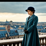 A time-traveling historian, female, in a sophisticated, modest 1920s-inspired coat and professional dress, stands amidst a cityscape where ancient European architecture seamlessly blends with subtle retro-futuristic elements, symbolizing historical depth and temporal shifts. The scene evokes a sense of mystery and wonder, with a soft, diffused light. Perfect anatomy, correct proportions, natural pose, well-formed hands, proper finger count, natural body proportions, professional photography, high quality, fully clothed, modest clothing, appropriate attire, professional dress, safe for work, appropriate content, family-friendly.