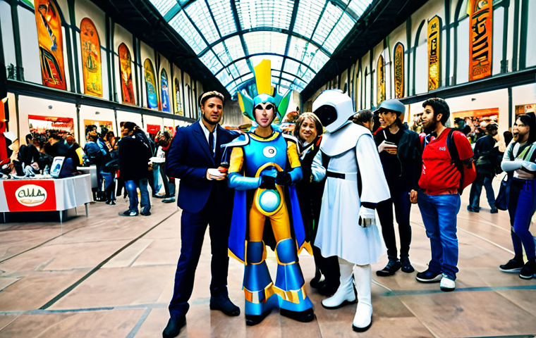 리버스 1999 팬 커뮤니티 활용 방법 - Social Media Buzz**

"A vibrant, eye-level shot of a bustling convention floor in Italy (e.g., Lucca...