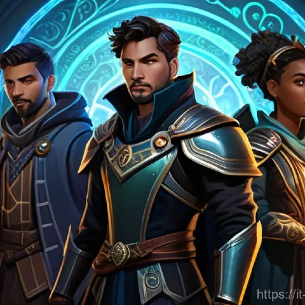 리버스 1999 최고의 길드 조언 - **Prompt:** A dynamic, stylized illustration of five diverse, fantasy-inspired characters, both male...