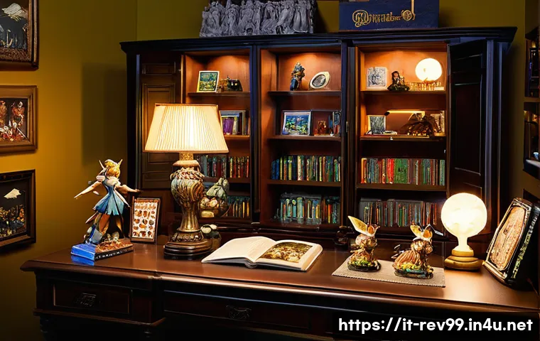 리버스 1999 공식 굿즈 판매 일정 - **Prompt 1: The Collector's Sanctuary**
"A cozy, slightly dim room with a warm, inviting atmosph...