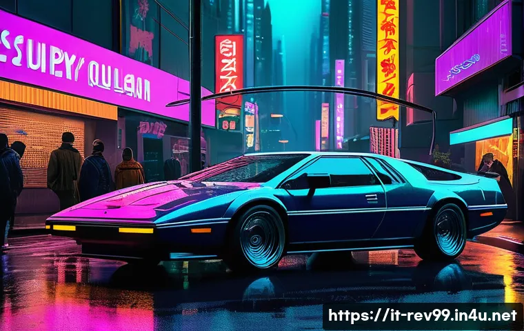 리버스 1999 세계관의 깊이 - A futuristic urban street scene blending 1990s retro aesthetics with advanced technology, featuring ...