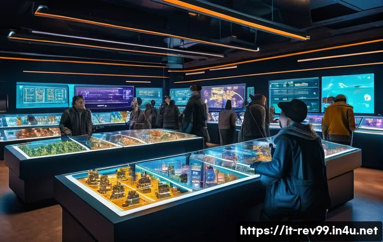 리버스 1999 게임 내 재화 관리법 - A detailed scene of a futuristic in-game marketplace bustling with diverse characters trading valuab...