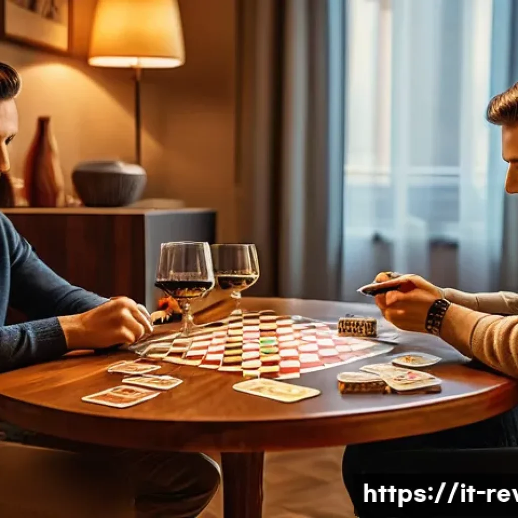 리버스 1999 초보자를 위한 팁 - A detailed scene of a strategic board game session resembling Reverse:1999, featuring two focused pl...