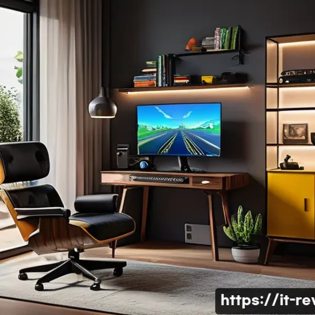 리버스 1999 플레이 최적화 팁 - A detailed gaming setup scene in a modern Italian home, featuring a sleek PC with visible RGB lighti...