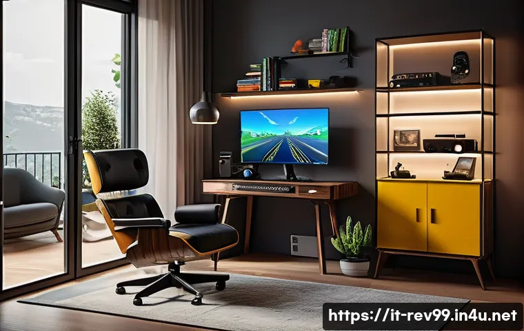 리버스 1999 플레이 최적화 팁 - A detailed gaming setup scene in a modern Italian home, featuring a sleek PC with visible RGB lighti...