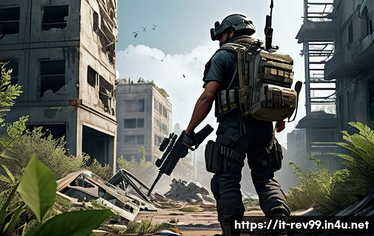 리버스 1999 유저 공략 동영상 모음 - A tactical gamer positioned strategically behind natural cover in an urban post-apocalyptic map, obs...