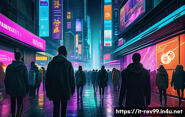 리버스 1999 스토리 확장 가능성 - A futuristic cyberpunk cityscape at night, illuminated by neon lights and holographic advertisements...