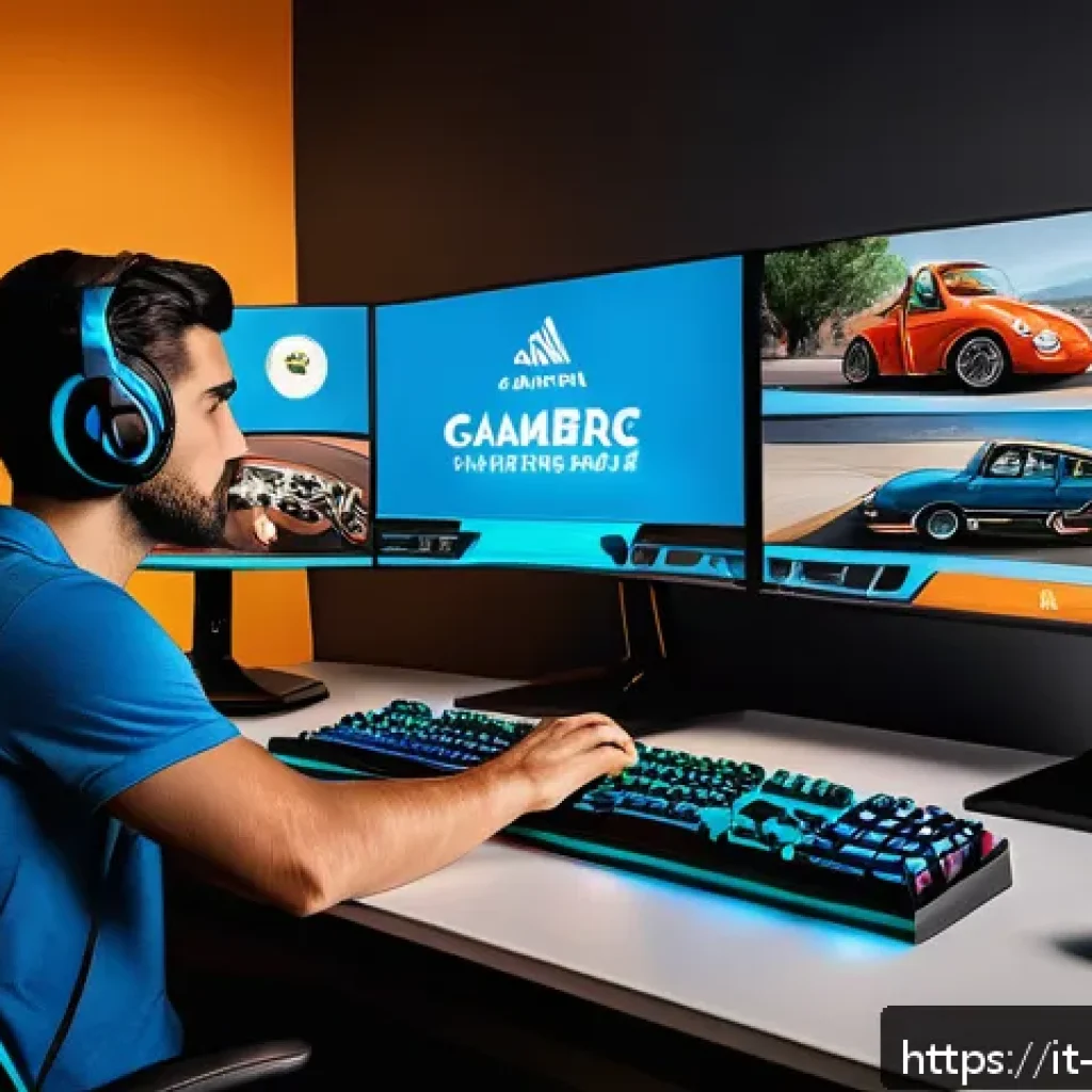 리버스 1999 게임 외부 도구 추천 - A modern gaming setup focused on resource management tools: a sleek desk with a high-refresh-rate mo...