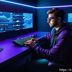 리버스 1999 게임 내 화폐 관리법 - A detailed digital art scene of a virtual game strategist analyzing a futuristic in-game budget dash...