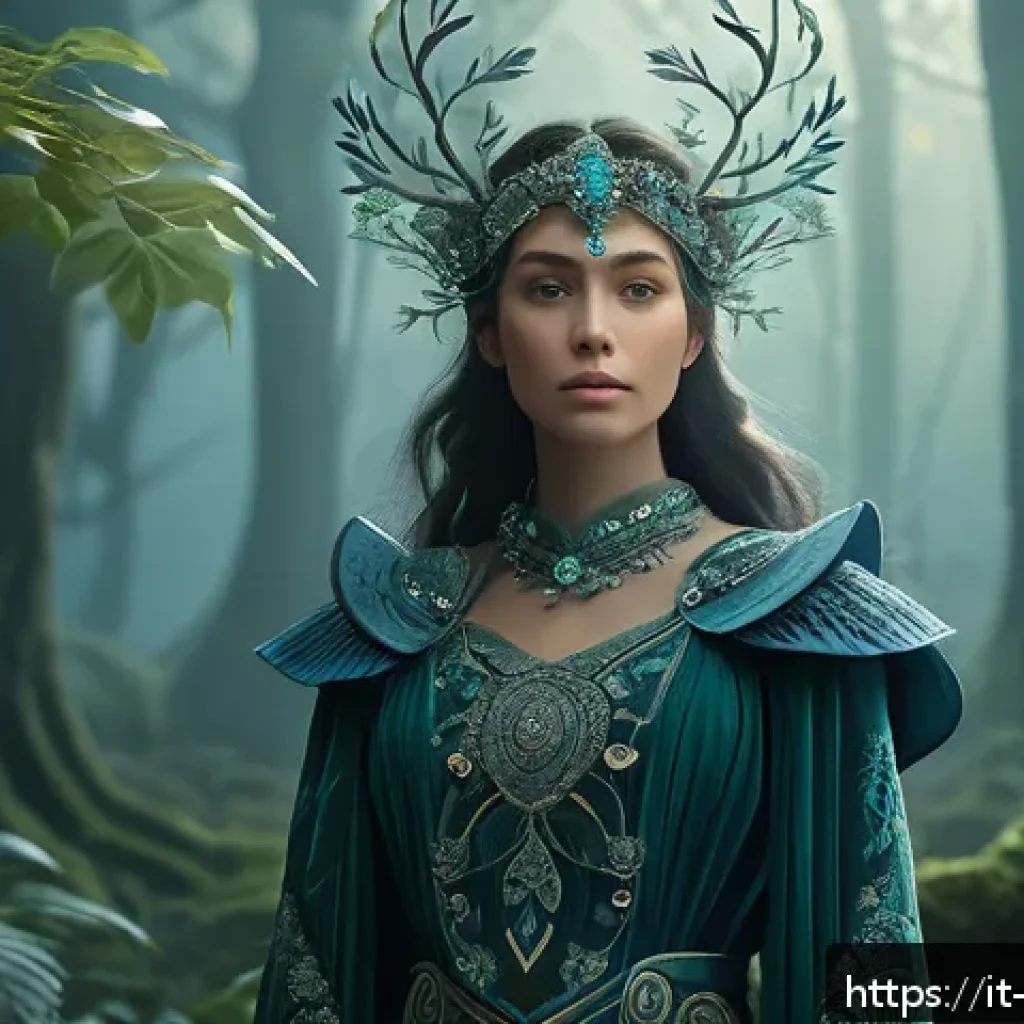 리버스 1999 공식 일러스트 모음 - A highly detailed digital fantasy illustration featuring a thoughtful female character in elaborate ...